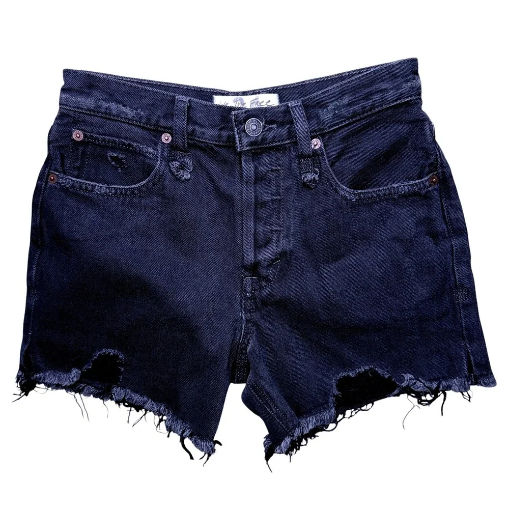 Free People Black Makai Fray Shorts‎ Montero Size 24 NWOT